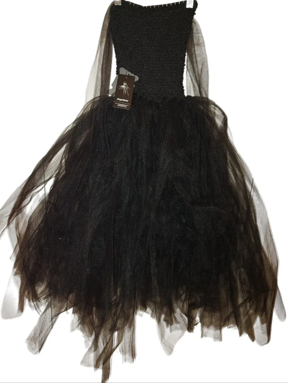 Dark Fairy Princess Dress Lace Tutu Tulle Dress With Horns Halloween Costume